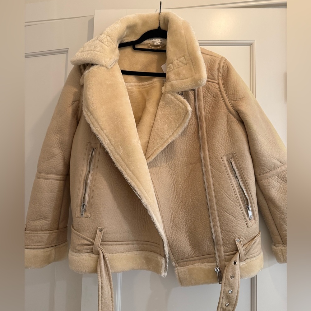 Topshop Cream Teddy Jacket Plush Oversized Fit
